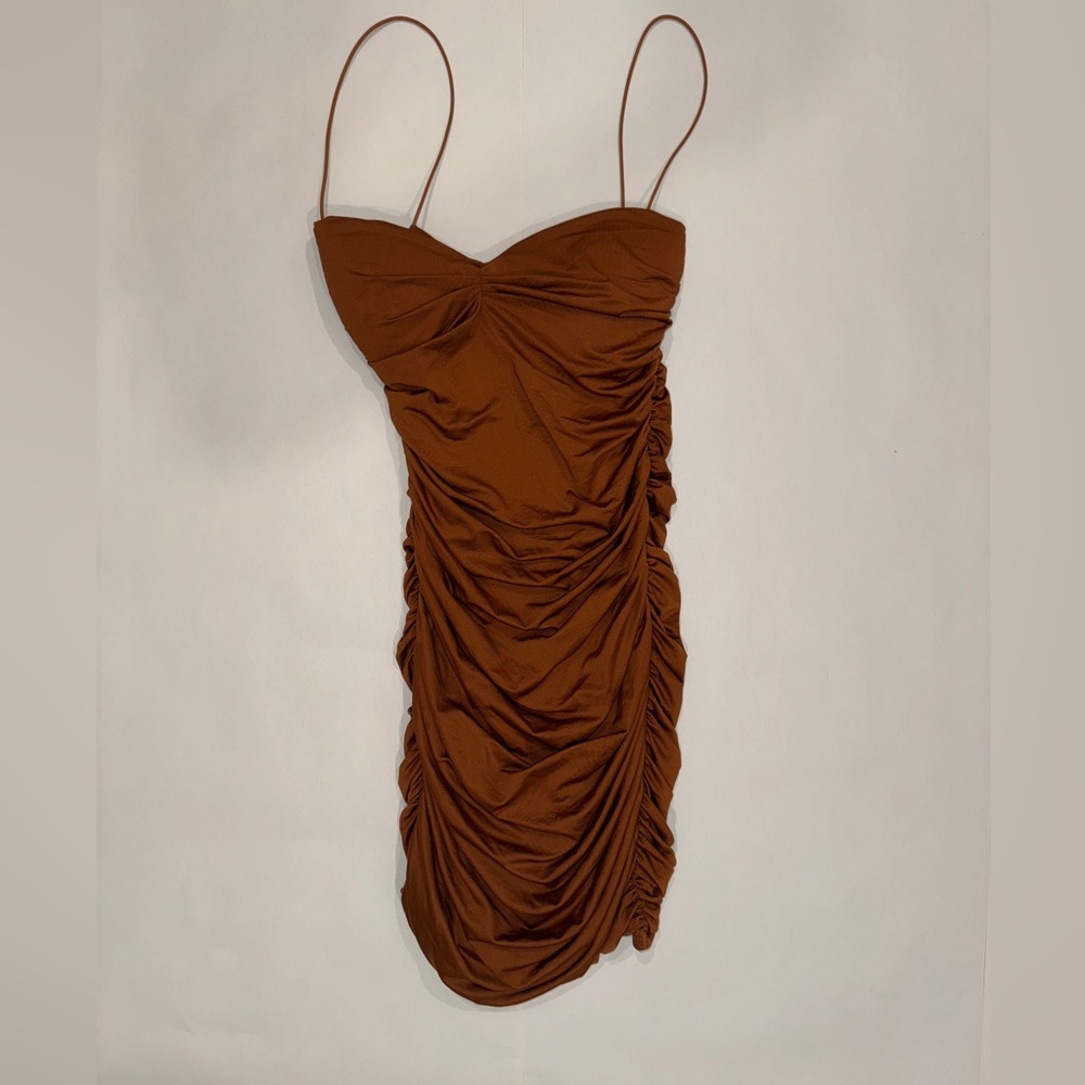 Brown Ruched mini Dress